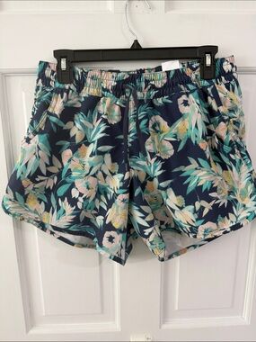 Columbia Floral Navy Women's Elastic-Waist Shorts